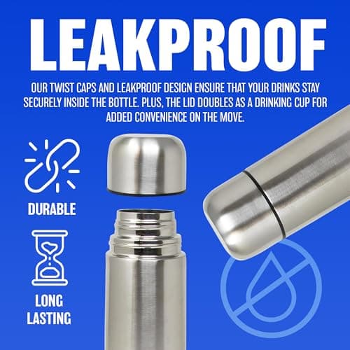 1L Stainless Steel Flask - Keeps Drinks Hot & Cold, with Carry Case, Vacuum Insulated, Perfect for Sports, Outdoor, Hiking, Travel, Office, Leakproof Lid Serves As A Cup, 1000ml — view 5