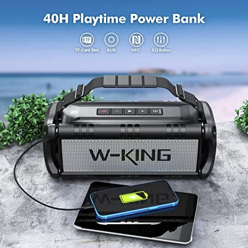 W-KING 90W Max Bluetooth Speaker, IPX6 Waterproof Speakers, Loud Portable Outdoor Speaker Wireless, Deep Bass, Hi-Fi Audio, 40H Playback, Power Bank, Stereo Pairing, EQ, TF, Large Boom Box For Party — view 5