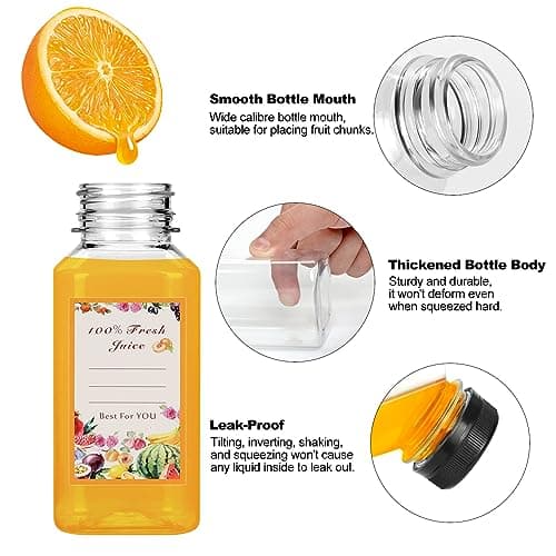250ml Plastic Juice Bottles 6Pcs - Reusable PET Drink Bottles With Lids — view 3