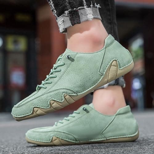 Driving Shoes for Men Wide Width Slip on Walking Trainer Lightweight Comfort Work Flat Sneakers Breathable Casual Holiday Travel Flat Loafers (Mint Green, 13.5) — view 2