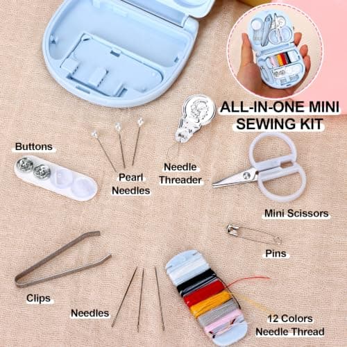 12 Pieces Mini Portable Sewing Kit Compact Emergency Clothes Repair Set — view 3