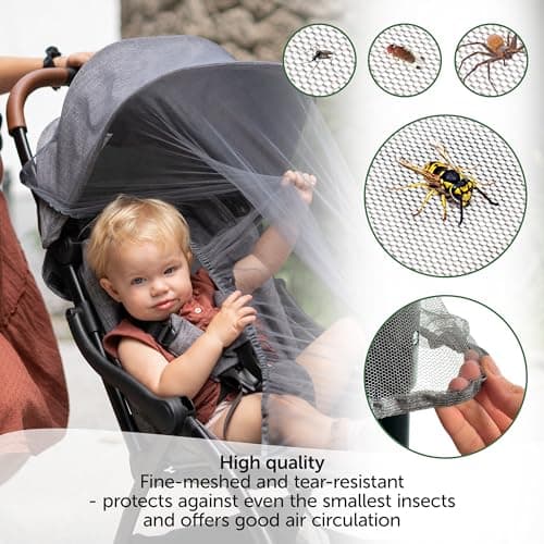 Zamboo Universal Mosquito Net for Pushchair, Pram, Buggy, Carrycot and Travel Cot | Washable and Durable Fine Mesh Insect Protection Netting - Grey — view 5