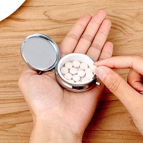 Sibba Portable Medicine Pill Case, Travel Multi-Functional Moisture Proof Pill Box for Purse & Pocket, Cute Metal Medicine Pill Organizer Box for Vitamins, Fish Oil & Supplements(1 Compartment) — view 6