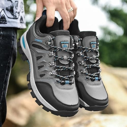 Topwolve Hiking Boots Men's Women's Waterproof Walking Shoes Low Rise Trekking Climbing Shoes Outdoor Backpacking Camping Trails Shoes,Grey,5 UK — view 2