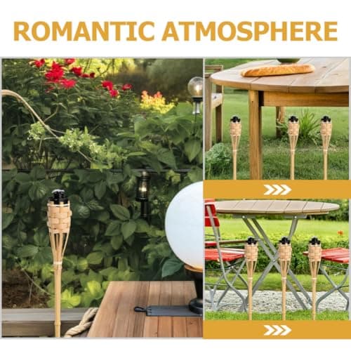 4pcs Bamboo Torch Oil Lamp for Outdoor Camping and Festivals Beige — view 5