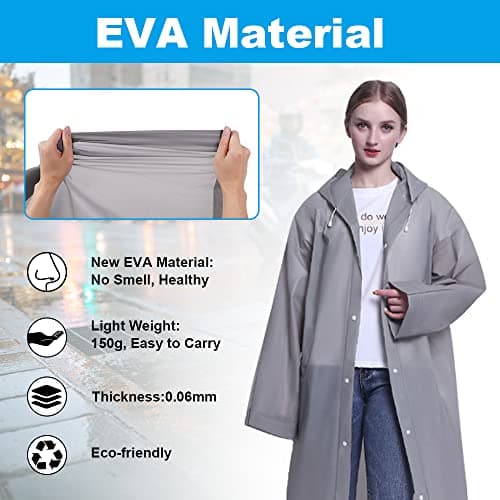 Vicloon Portable Raincoat, 2 Pack Rain Poncho Adult Waterproof with Hoods and Sleeves, Reusable Rain Resistant Poncho for Camping, Emergency Situations, Travel — view 4
