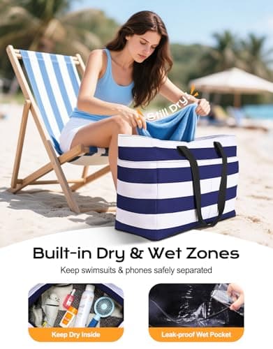 CIRYCASE Beach Bag with Cooler, 54L Extra Large Beach Bags for Women — view 6