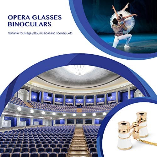 Aomekie Theatre Opera Glasses Binoculars 3X25 with Chain for Concerts Horse Racing Classical (White) — view 5