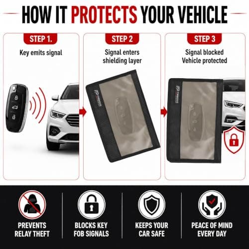 Faraday Bag for Phone & Car Keys, Signal Blocking Pouch Blocks GPS, WiFi, Bluetooth, RFID & Mobile Signals, Anti Tracking Shield for Travel, Privacy & Keyless Car Theft Protection Black — view 3