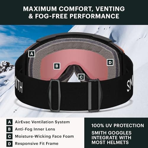 Smith Optics Square XL Ski Snowboard Goggles Black ChromaPop Everyday Blue Mirror — view 4