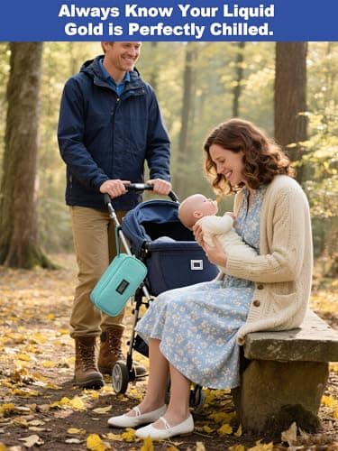 YOUSHARES Breastmilk Cooler Bag - Breast Milk Cooler Travel Bag with Real-Time Temperature Display, Breast Milk Storage Bag with 2 Ice Pack, Small Cool Bag for Insulated Bottle for Breastfeeding,Green — view 6