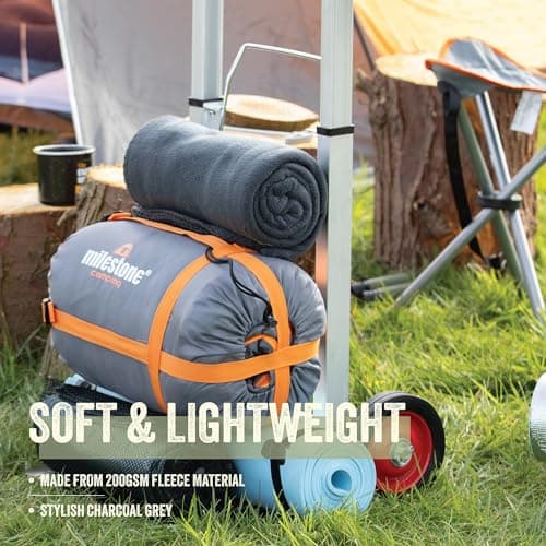 Milestone Camping 24680 Thermal Polar Fleece Blanket/Charcoal Colour / 150cm x 120cm / Great For The Campsite, Caravan Or Car — view 3