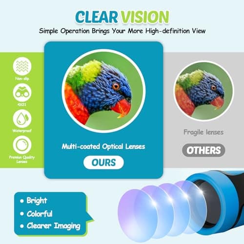 Binoculars for Kids, Kids Binoculars toys for 3 4 5 6 7 8 Years Boys and Girls, Set with Magnifying Glass & Compass - Birthday Gifts Outdoor Toy for Kid Ages 3-8 Toddler Camping — view 5