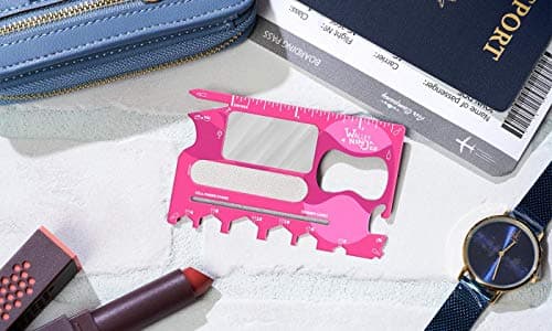Wallet Ninja 2.0 (Advanced 20-in-1 Multitool, Now with Mirror + Nail File) (Pink) — view 2