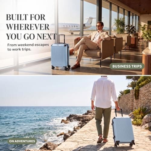 LUGG 20 Inch Sky Rover Carry On Suitcase - Lightweight ABS Hard Shell Cabin Luggage with TSA Lock, 4 Spinner Wheels, Water Resistant, EasyJet Overhead Size 55x35x23cm, 5 Year Warranty — view 4