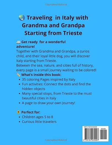 TRAVELING IN ITALY WITH GRANDMA AND GRANDPA: Starting from Trieste-Italy Travel Coloring Book with Drawings, Games and Activities for Kids Ages 5-8 — view 2