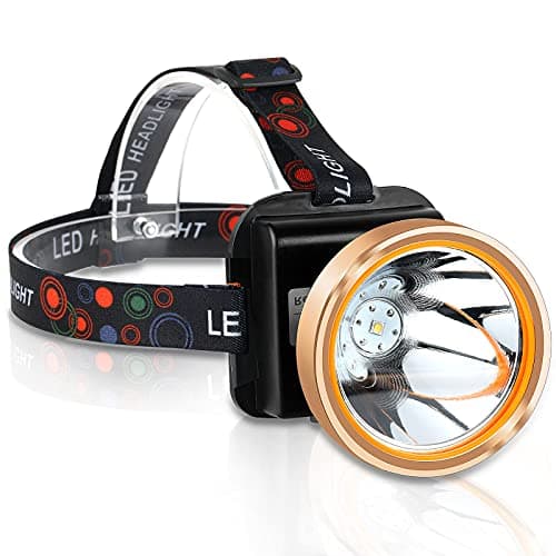 Coon Hunting Light, Super Bright LED Headlamp with 2 Light Modes, Waterproof & Rechargeable Hard Hat Headlight, Adjustable Gold Miner Torch for Hunting, Fishing, Hiking, Camping, Outdoor Adventure