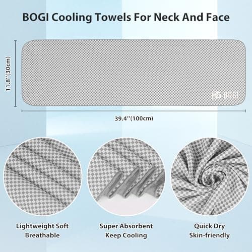 BOGI 2 Pack Cooling Towel, Cooling Towels for Neck(100x30 cm) Ice Towel Cooling Towel, Soft Breathable Sweat Towel for men & women,Stay Cool for Yoga, Sport, Gym Camping & More Activities | Blue+Grey — view 2