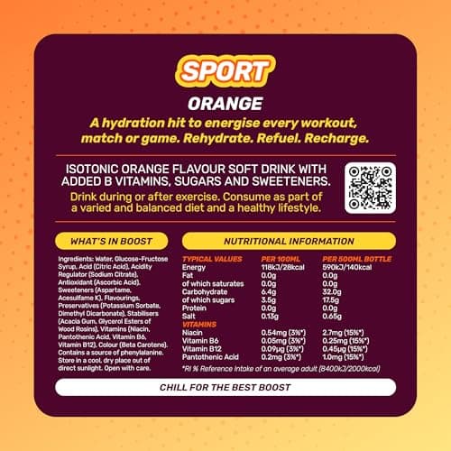 Boost Sport Orange Isotonic Sports Drink, 12 Pack, 500ml Bottles — view 2