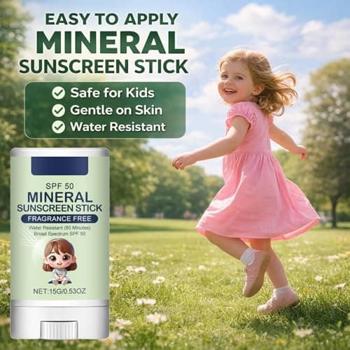 Mineral Sun Cream Stick SPF 50 Broad Spectrum UVA/UVB Protection - Water Resistant Fragrance Free, Non-Greasy Formula For Sensitive Skin, Kids Adults And Daily Outdoor Beach Travel Use — view 3