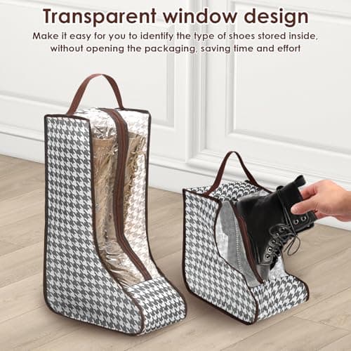 6 Pcs Boot Storage Bags, Portable Short Boots and Tall Boots Protector Bag, Waterproof Shoe Bag, Dustproof Transparent Shoes Organizers Cover for Packing Travel and Daily Use — view 3