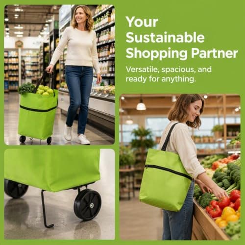 2 in 1 Foldable Shopping Cart with Wheels — view 4