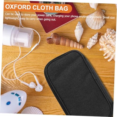 PAMINGONO Power Bank Pouch and USB Cable Organizer Case Zipper Made of Lightweight Wear-resistant Oxford Cloth, Portable Electronics Accessories Bag for Travel Charger and Data Cable Black — view 2