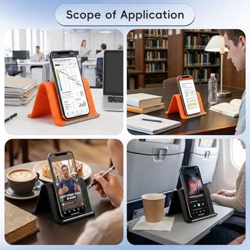 QCGNIUI Portable Foldable Silicone Phone Holder, Anti Slip Phone Holder Desk Flexible Rollable Silicone Multi Angle Adjustable Phone Stand for Mobile Phones & Tablet, 1PCS — view 4