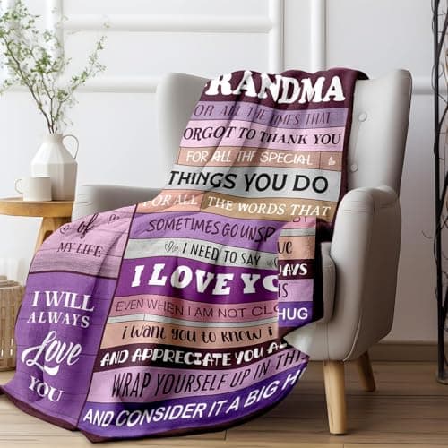 CheriGift Grandma Gifts, Grandma Birthday Gifts - Soft Flannel Blanket 50x60in (Purple) - Presents for Grandmother on Birthday, Mothers Day, Christmas — view 3
