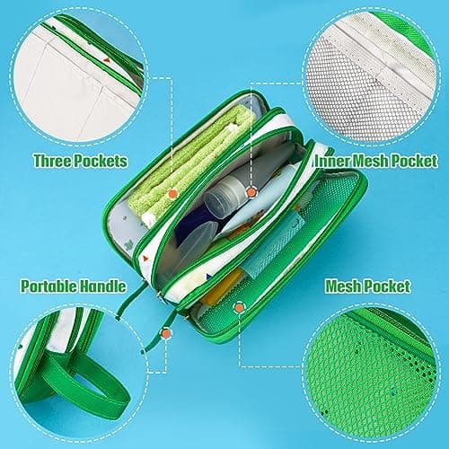 Dinosaur Toiletry Bag - Travel Toiletry Bag for Boys Kids Christmas Birthday Gift Toiletries Makeup Cosmetic Pouch Camping Traveling Toiletry Case Water-Resistant Wash Bag Dopp Kit with Mesh Pocket — view 2