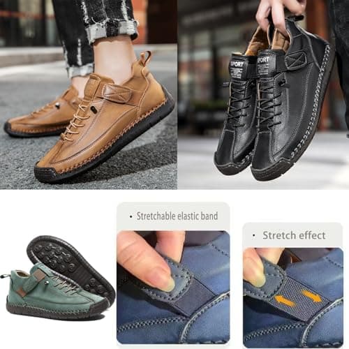 Women Handmade Leather Orthopedic Comfy Shoes,Orthopedic Boots with Elastic Band,Soft Support Slip on Loafers Unisex(White (B),4 UK) — view 4