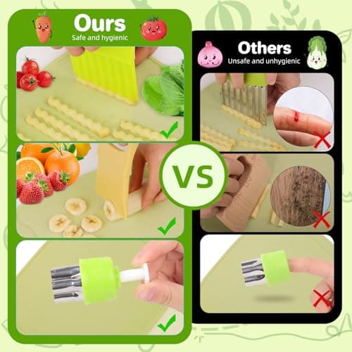 BEBOAN Kids Cooking Set, 43 Pieces, Kids Knife Set for Chopping, Mini Chef Set, Age 2-8, Kitchen Utensils with Safe Knife, Crinkle Cutter, Cutting Board — view 5