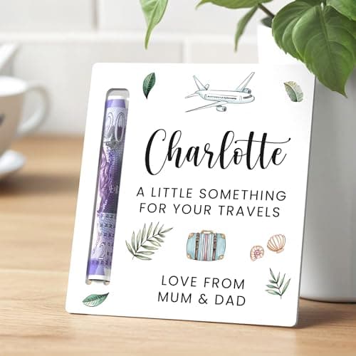 Beecreative Personalised Gap Year Travel Gift, Going Travelling Gift, Money Holder Gift Wallet Card, Gift For Traveller, Farewell Gift For Son Daughter Student — view 6