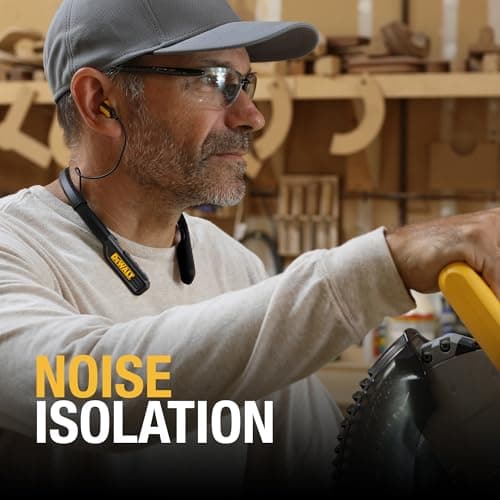 DEWALT Heavy Duty Bluetooth Neckband Headphones, Wireless Around the Neck Earbuds with 30H Runtime + Noise Isolation, Secure Magnetic Wireless Earbuds, Jobsite Pro Built-in Mic Bluetooth Headsets — view 3