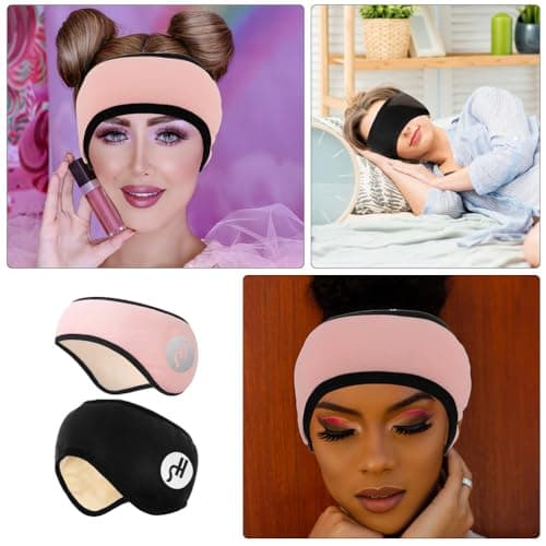 2pcs Soundproof Sleeping Earmuffs Ear Warmer Sleeping Eye Mask Headband Adjustable Noise Cancelling Makeup Headwear — view 2