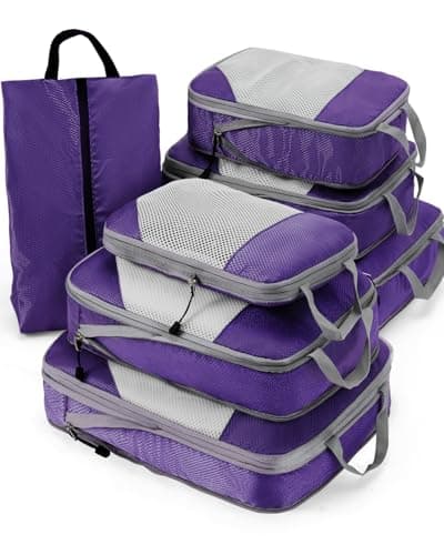 Meowoo 7-Piece Compression Packing Cubes for Luggage, Travel Organisers