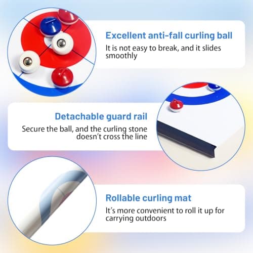 LLHONG Table Top Curling Game, Shuffleboard Game with 8 Pucks — view 5