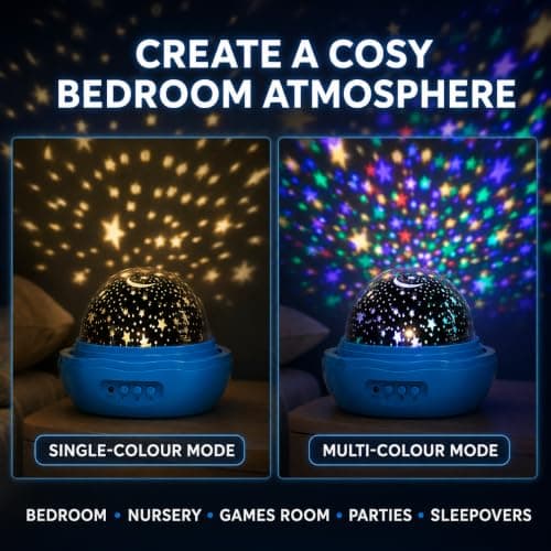 Star Projector Night Light Rotating Sensory Lamp, USB Powered for Kids，Blue — view 3