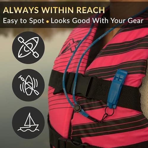 LuxoGear Blue Whistle (2-Pack) 120dB Loud Safety & Emergency Whistle with Lanyard and Breakaway Clasp for Hiking, Kayak, Boat, Personal Safety, Travel, Emergency Kits — view 6