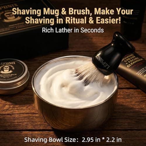 LEPONIX Men's Shaving Kit 4 Piece with Shaving Brush and Bowl Sandalwood — view 4