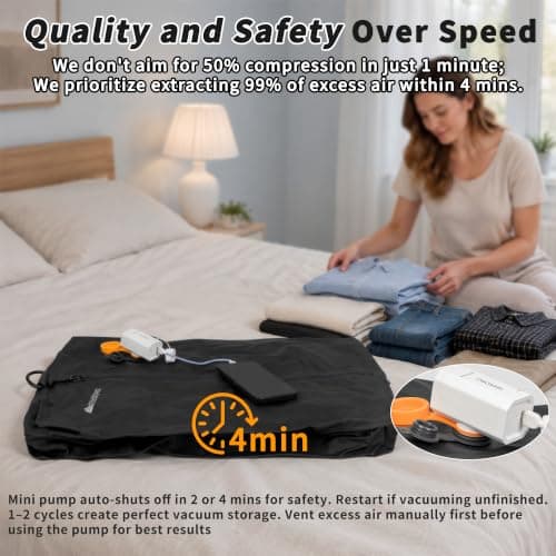 YEEKORO Vacuum Bag for Travel, Professional Vacuum Compression Bags, IPX8 Waterproof Reusable Anti Tear Space Saver Vacuum Storage Bags with Pump for Suitcase Luggage Travel — view 4