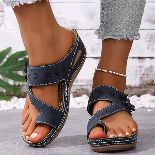 Bunion Corrector Sandals For Women Slip On Flip Flops Wide Fitting Lightweight Comfortable Sandals Versatile Durable Flip Flops Breathable Travel Sliders Memory Foam Cushioned Sliders — view 2