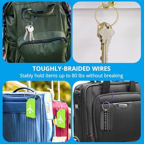 14 Pcs Stainless Steel Wire Keychain 15&20 Cm Cable Wire Ring Flexible Key Ring Metal Luggage Tag Loops Keeper Travel — view 4