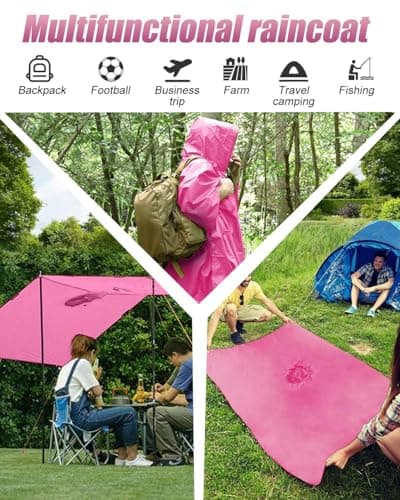 Victoper Waterproof Rain Poncho for Adults, Reusable Lightweight Hooded Raincoat for Men and Women Portable Travel Poncho for Hiking, Camping, Cycling and Outdoor Activities — view 6