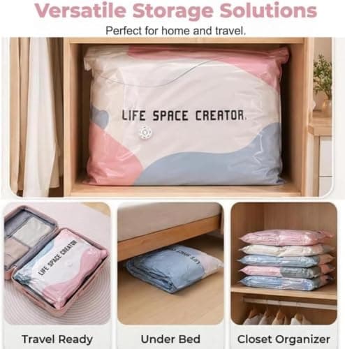 2PCS No Pump Vacuum Storage Bags, 2027 New Large Cube Vacuum Seal Bags, Press & seal, No Pump Needed for Jumbo Clothes Bedding, Comforters, Off‑Season Gear (XXL) — view 3
