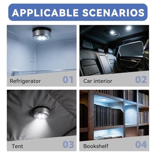 6 Pack Wireless Stick On Push Lights, Battery Powered Touch Lamp with 4 LED — view 6