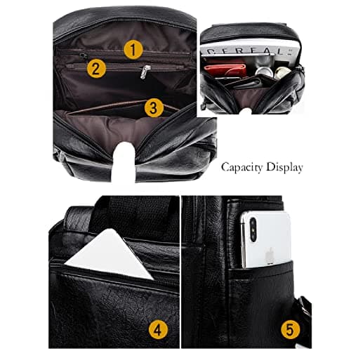 HQQN Women Backpacks Designer Soft Leather Fashion Back Bag Female Travel Bags Backbags,Gold — view 6
