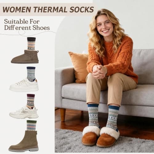 Chalier Finery Ladies Socks Wool Thermal Fluffy Gifts For Women 5 Pairs — view 6