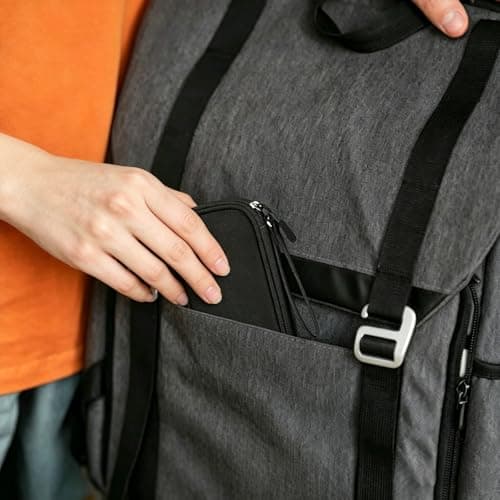 BOFYTR Small Pouch, Travel Essentials Tech Organizer, Compact Electronics Storage Bag with Multiple Compartments, Black Single-Layer Design for Daily Commute and Business Trips — view 6