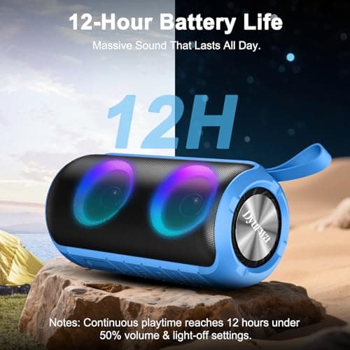Dyurwa Portable Bluetooth Speaker, 30H Playtime, IPX7 Waterproof, 30W Wireless Speaker with Loud Stereo Sound, Bluetooth 5.3 TWS Pairing, RGB Lights, Music Box for Outdoor, Travel, Party - Blue — view 4
